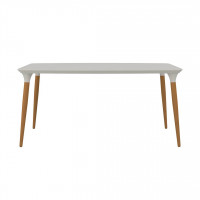 Manhattan Comfort 1015551 HomeDock 62.99 Rectangle Dining Table with Seating Capacity for 6 in Off White and Cinnamon